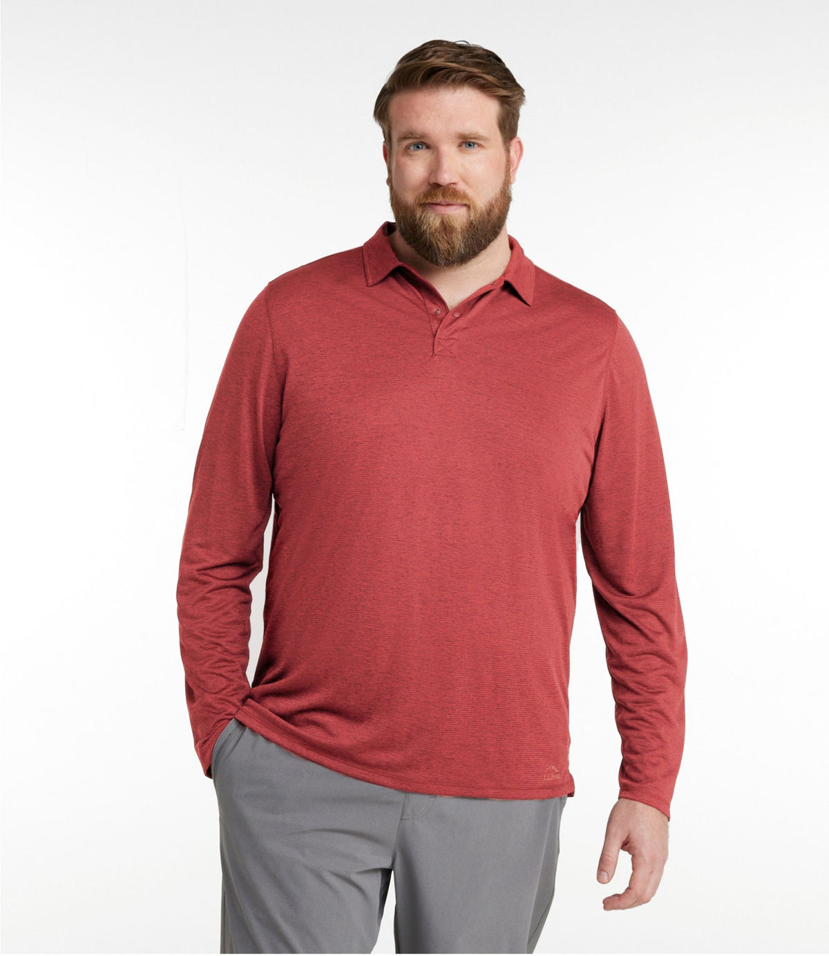 L.L.Bean Men's Ultralight Adventure Polo, Long-Sleeve Light Mahogany