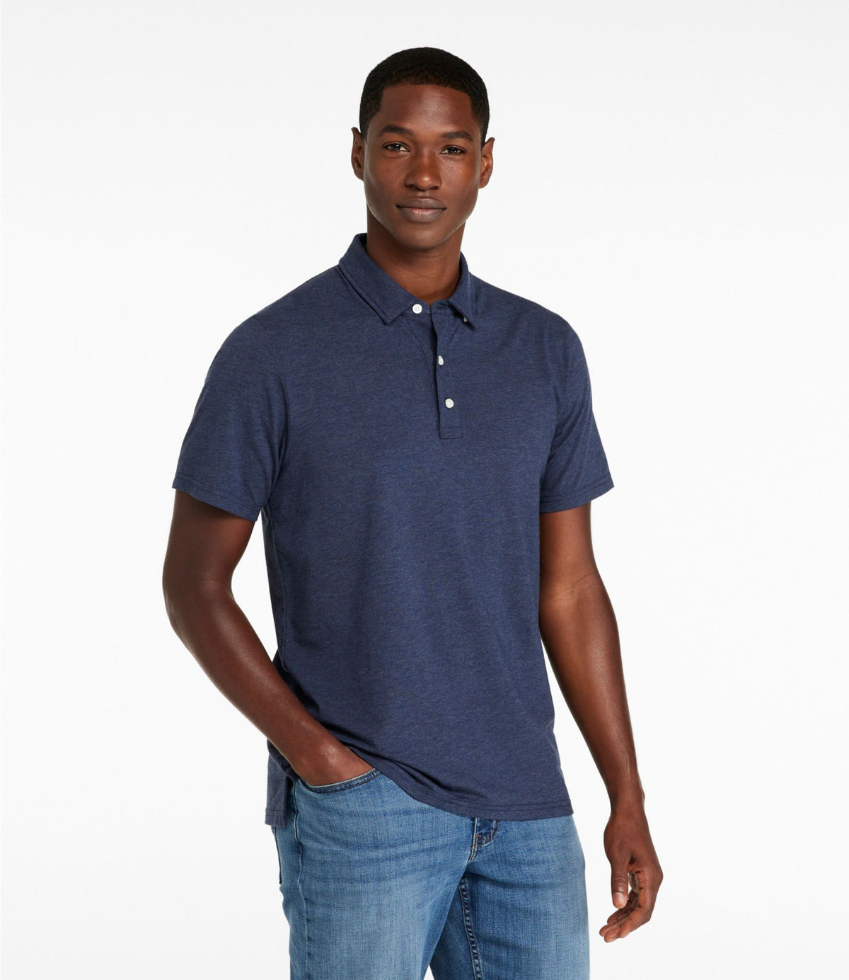 L.L.Bean Men's Comfort Stretch Performance® Pima Polo, Short-Sleeve Pale Lavender Heather
