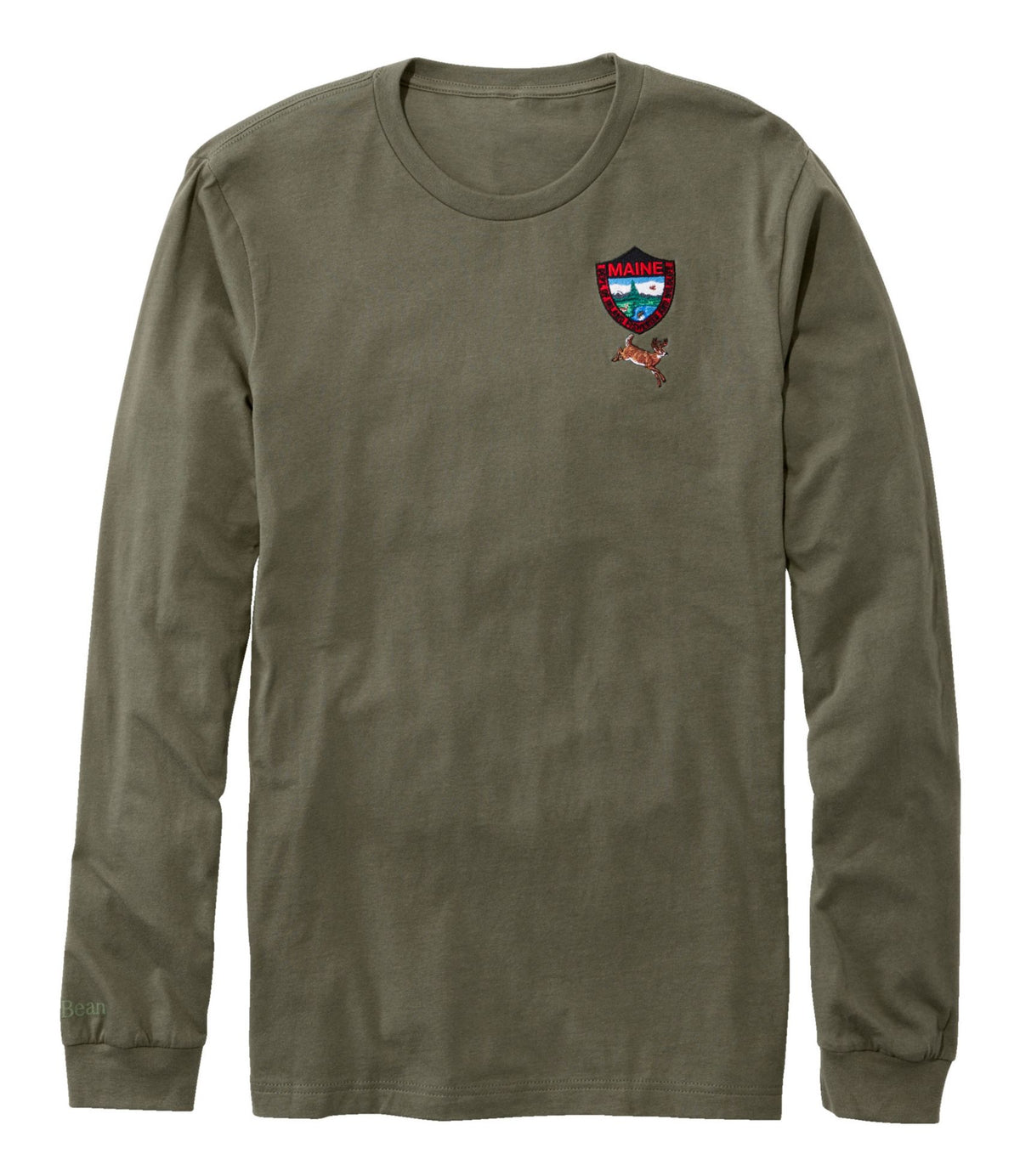 L.L.Bean Men's MIF&W Tee, Long-Sleeve White-Tailed Deer Military Green