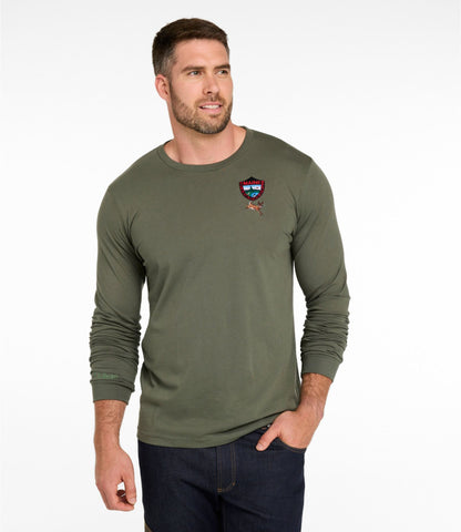 L.L.Bean Men's MIF&W Tee, Long-Sleeve White-Tailed Deer Military Green