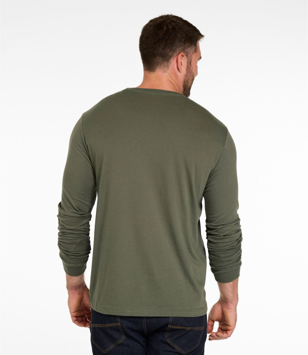 L.L.Bean Men's MIF&W Tee, Long-Sleeve White-Tailed Deer Military Green
