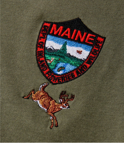 L.L.Bean Men's MIF&W Tee, Long-Sleeve White-Tailed Deer Military Green