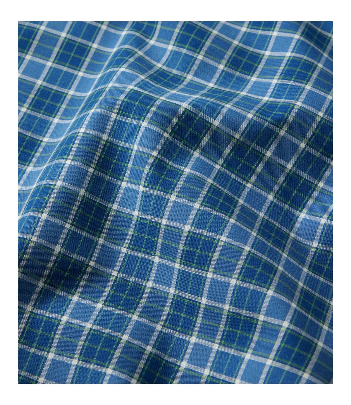 L.L.Bean Men's Wrinkle-Free Kennebunk Sport Shirt, Traditional Fit Short-Sleeve Check Bering Blue