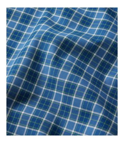 L.L.Bean Men's Wrinkle-Free Kennebunk Sport Shirt, Traditional Fit Short-Sleeve Check Bering Blue