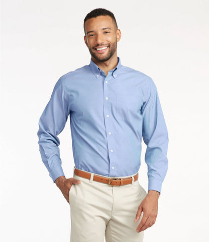 L.L.Bean Men's Wrinkle-Free Pinpoint Oxford Cloth Shirt, Traditional Fit Blue