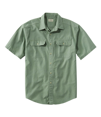 L.L.Bean Men's Sunwashed Canvas Shirt, Traditional Fit Short-Sleeve Bay Leaf