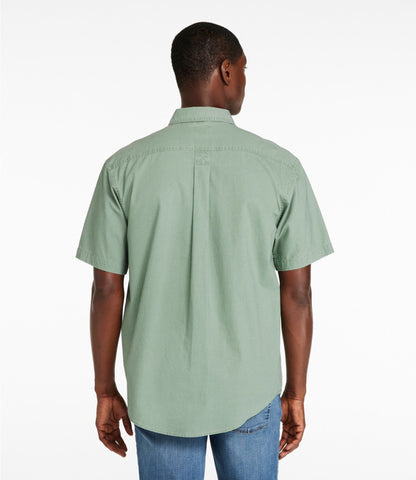 L.L.Bean Men's Sunwashed Canvas Shirt, Traditional Fit Short-Sleeve Bay Leaf