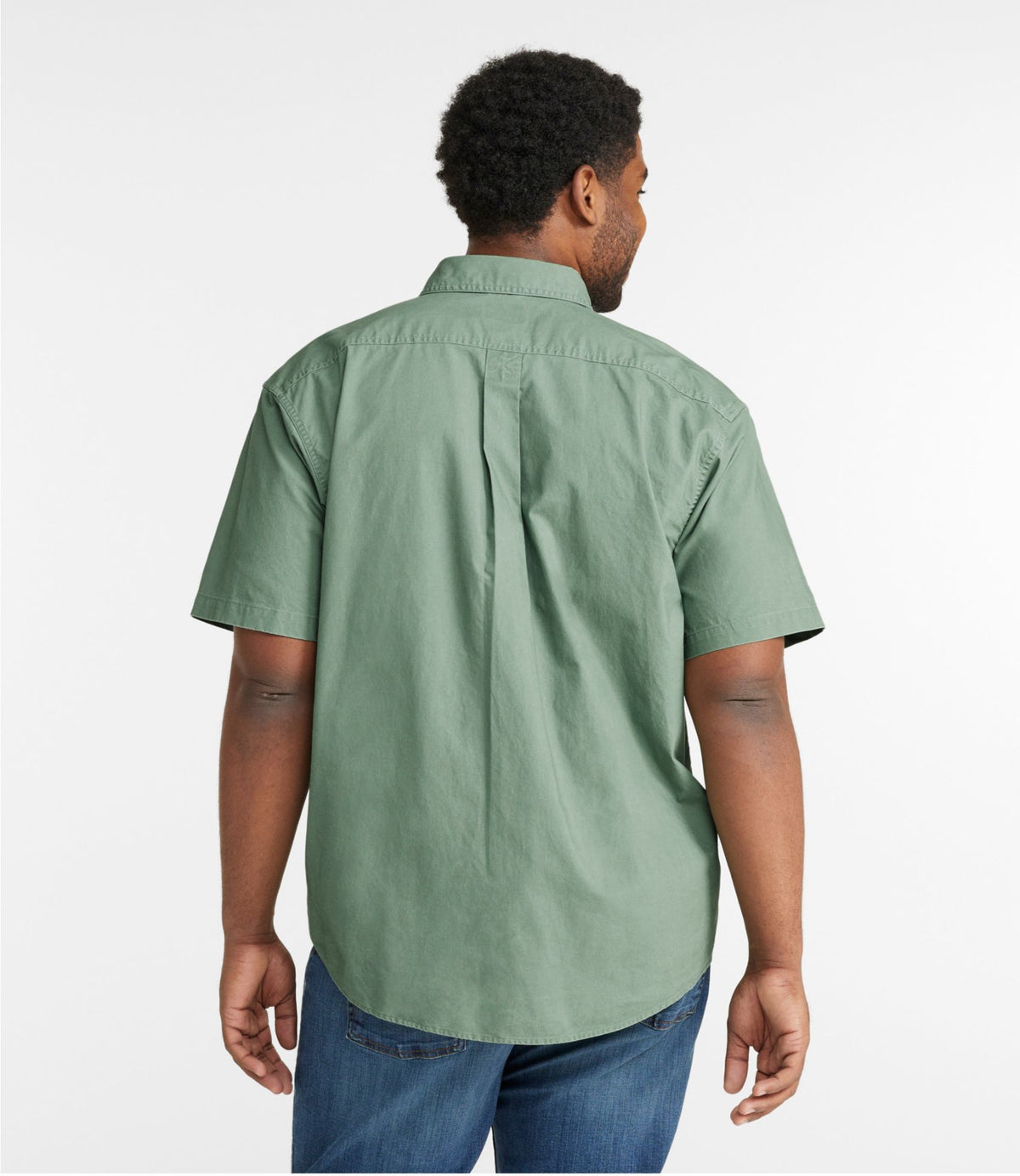 L.L.Bean Men's Sunwashed Canvas Shirt, Traditional Fit Short-Sleeve Bay Leaf