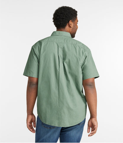 L.L.Bean Men's Sunwashed Canvas Shirt, Traditional Fit Short-Sleeve Bay Leaf