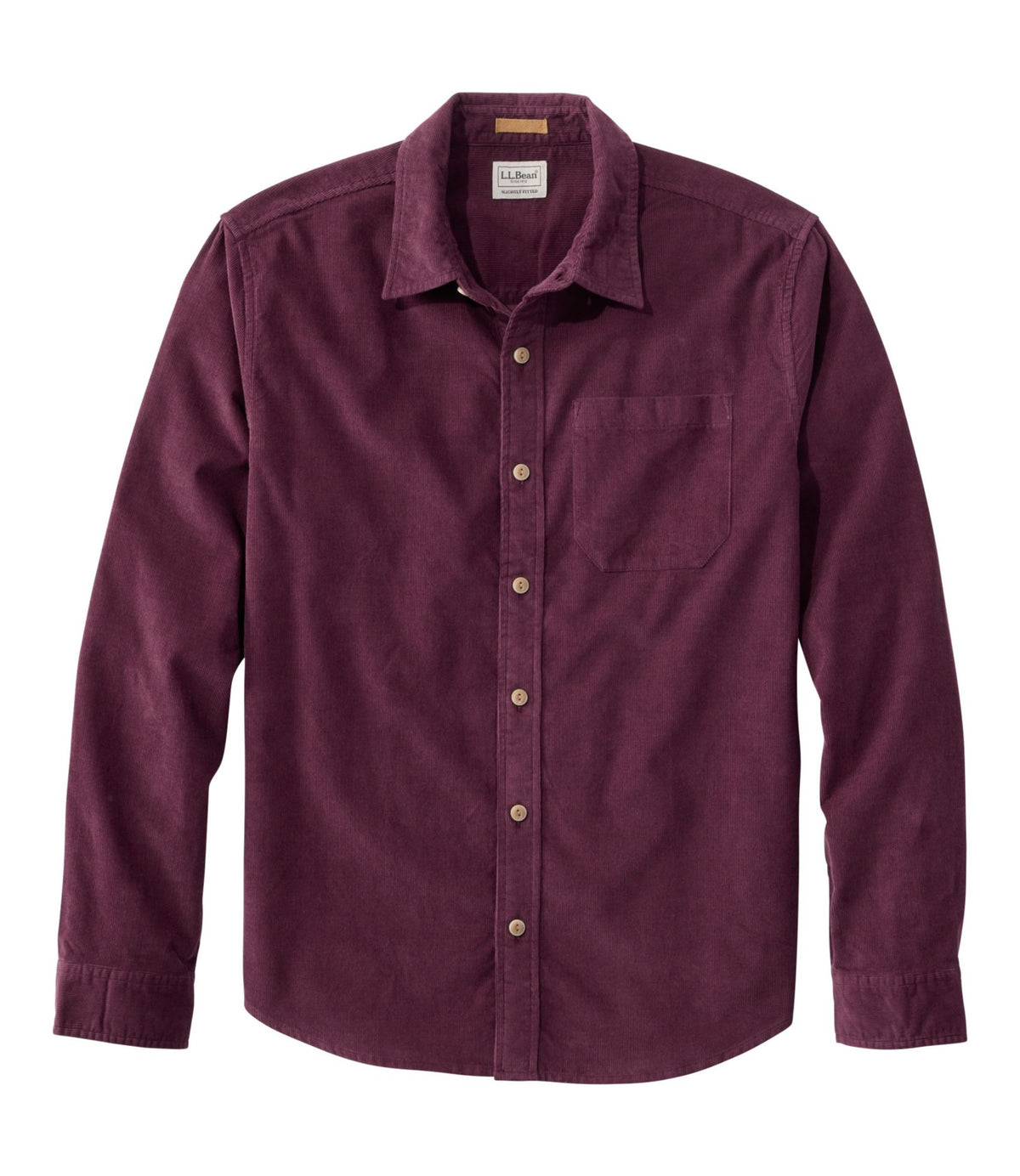 L.L.Bean Men's Sunwashed Corduroy Shirt, Slightly Fitted Untucked Fit Fig