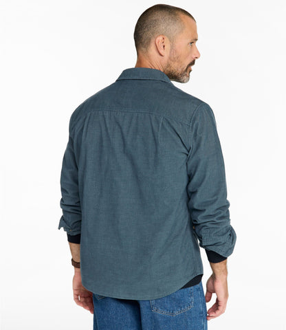 L.L.Bean Men's Sunwashed Corduroy Shirt, Slightly Fitted Untucked Fit Fig