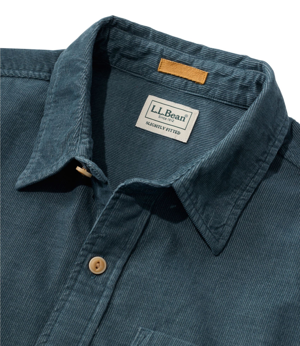 L.L.Bean Men's Sunwashed Corduroy Shirt, Slightly Fitted Untucked Fit Fig