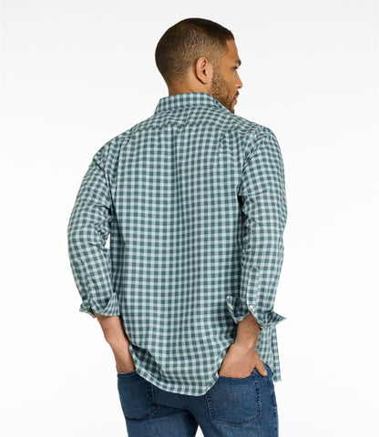 L.L.Bean Men's Wrinkle-Free Kennebunk Sport Shirt, Slightly Fitted Check Blue Tide