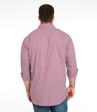 L.L.Bean Men's Wrinkle-Free Kennebunk Sport Shirt, Slightly Fitted Check Blue Tide