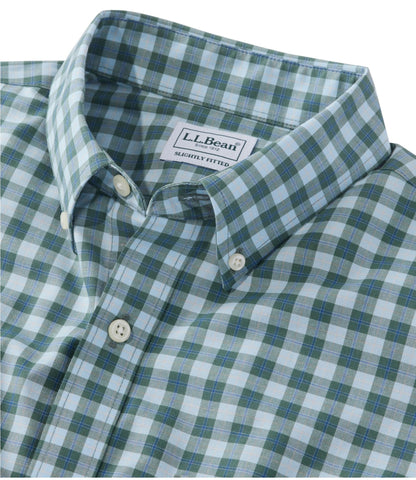 L.L.Bean Men's Wrinkle-Free Kennebunk Sport Shirt, Slightly Fitted Check Blue Tide