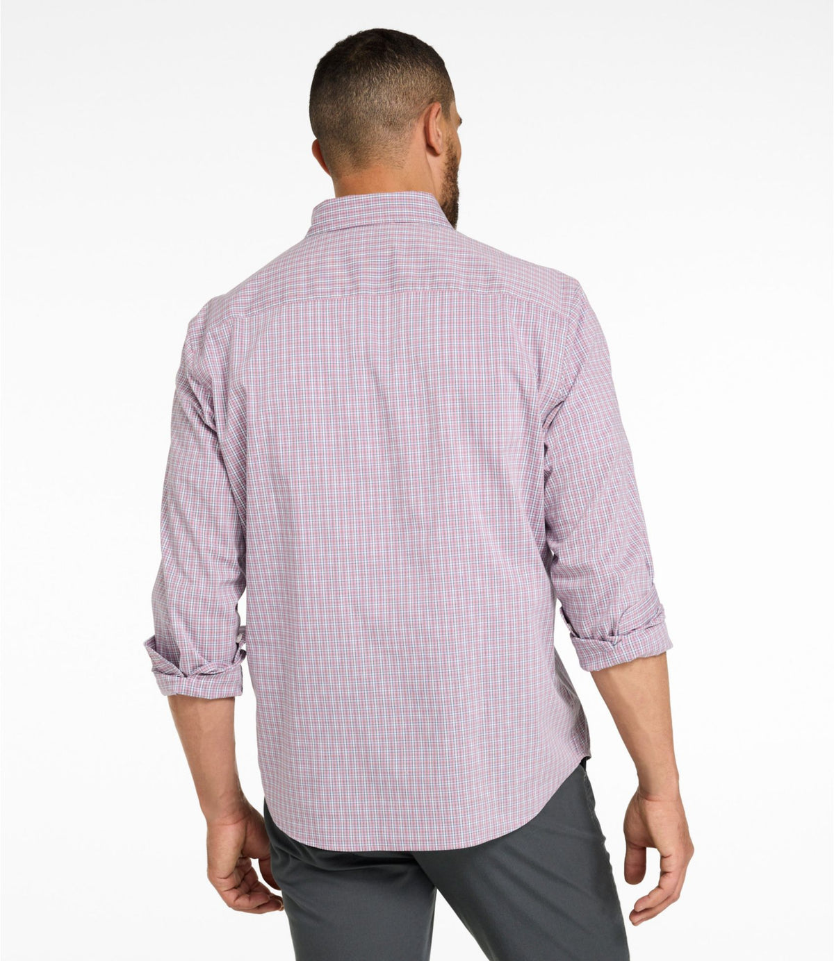 L.L.Bean Men's Comfort Stretch Performance® Shirt, Long-Sleeve, Slightly Fitted Untucked Fit, Plaid Blue Tide