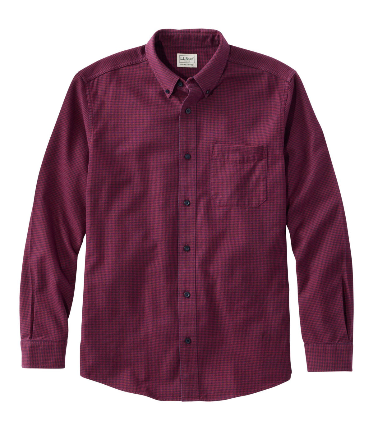 L.L.Bean Men's Wicked Good Flannel Shirt, Slightly Fitted, Houndstooth Bordeaux