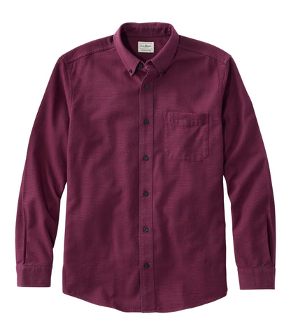 L.L.Bean Men's Wicked Good Flannel Shirt, Slightly Fitted, Houndstooth Bordeaux