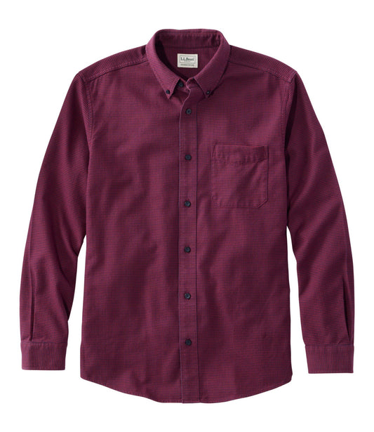 L.L.Bean Men's Wicked Good Flannel Shirt, Slightly Fitted, Houndstooth Bordeaux