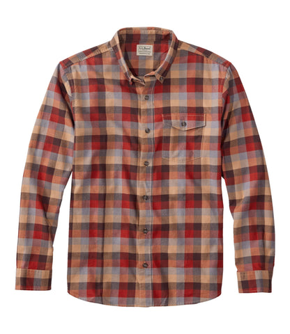 L.L.Bean Men's Brushed Jaspé Twill Shirt, Plaid, Traditional Untucked Fit