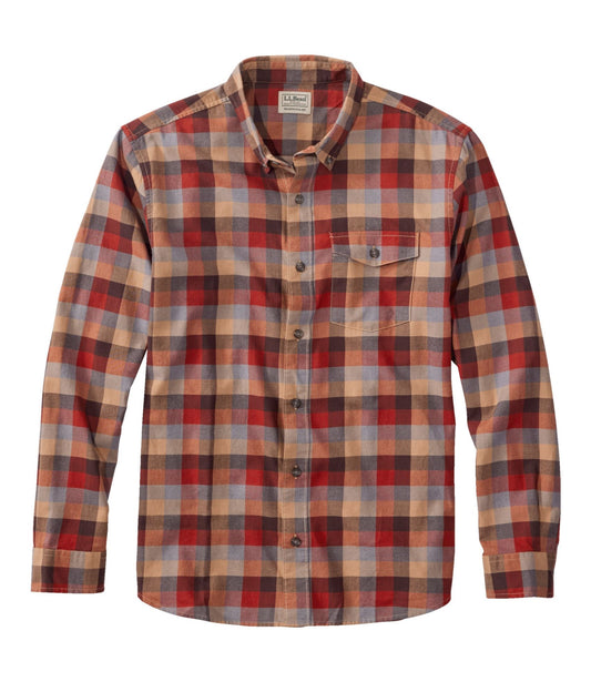 L.L.Bean Men's Brushed Jaspé Twill Shirt, Plaid, Traditional Untucked Fit