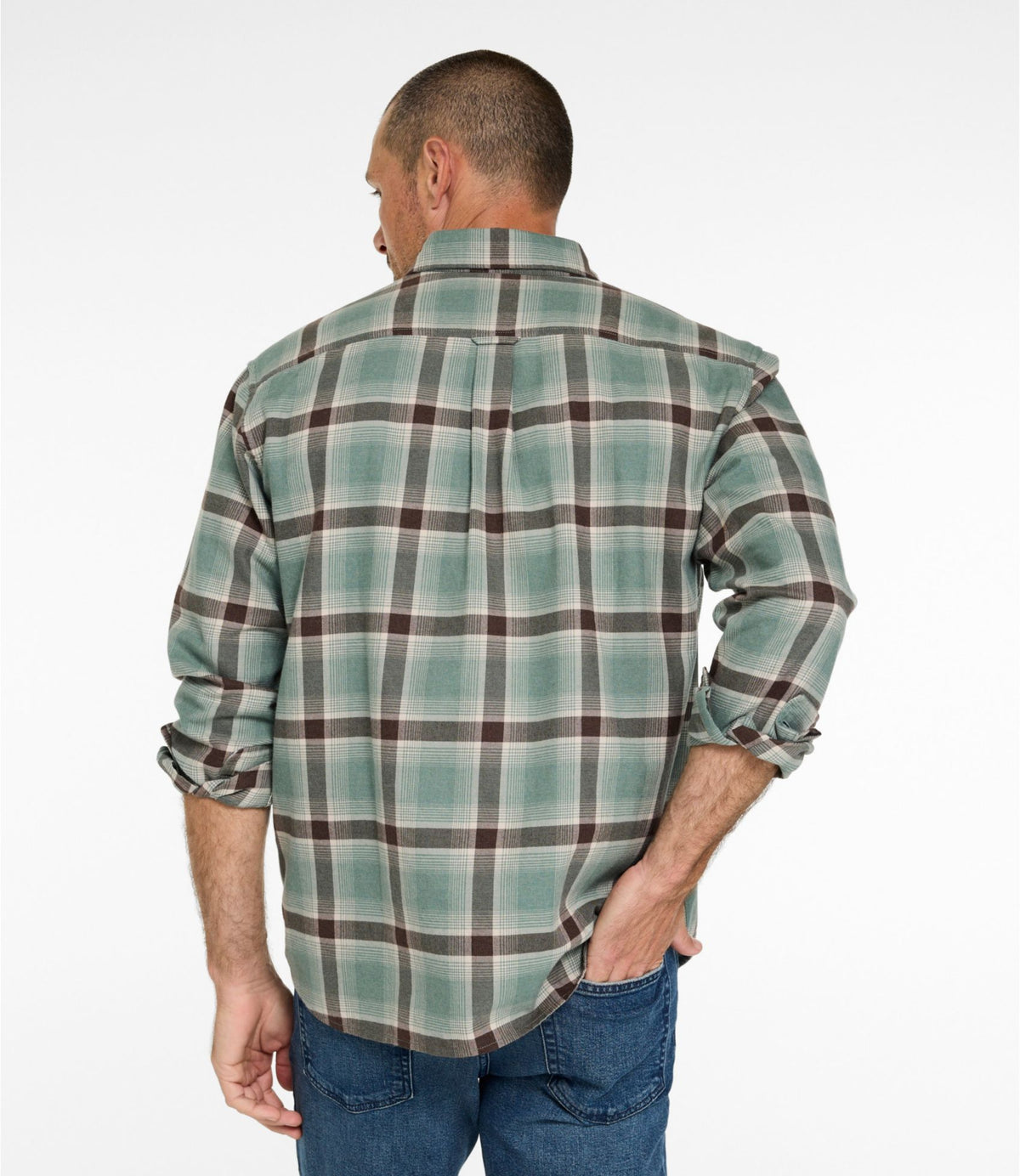 L.L.Bean Men's Brushed Jaspé Twill Shirt, Plaid, Traditional Untucked Fit