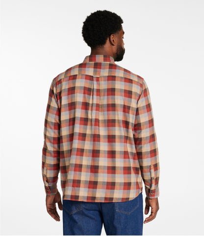 L.L.Bean Men's Brushed Jaspé Twill Shirt, Plaid, Traditional Untucked Fit