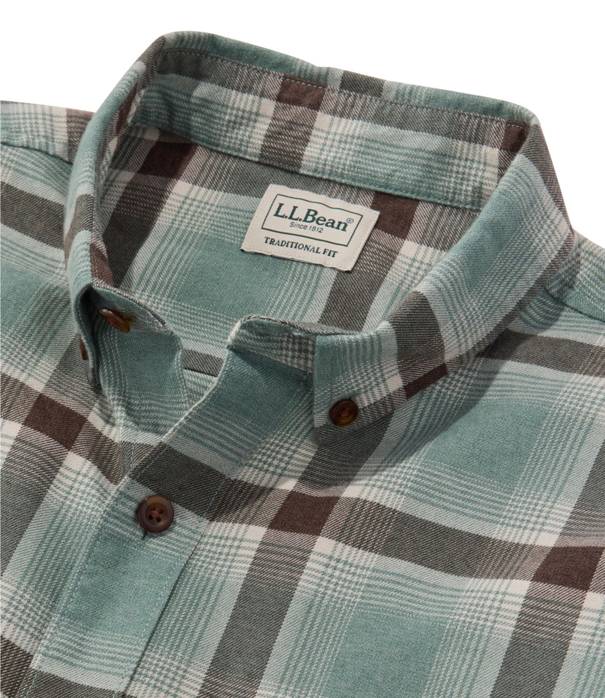 L.L.Bean Men's Brushed Jaspé Twill Shirt, Plaid, Traditional Untucked Fit