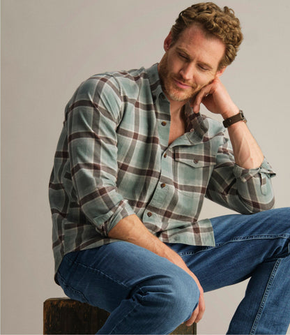 L.L.Bean Men's Brushed Jaspé Twill Shirt, Plaid, Traditional Untucked Fit