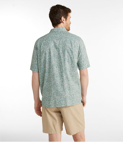 L.L.Bean Men's Tropics Shirt, Short-Sleeve Print Carbon Navy Tropical