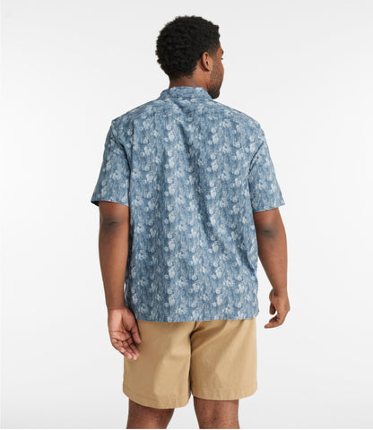L.L.Bean Men's Tropics Shirt, Short-Sleeve Print Carbon Navy Tropical