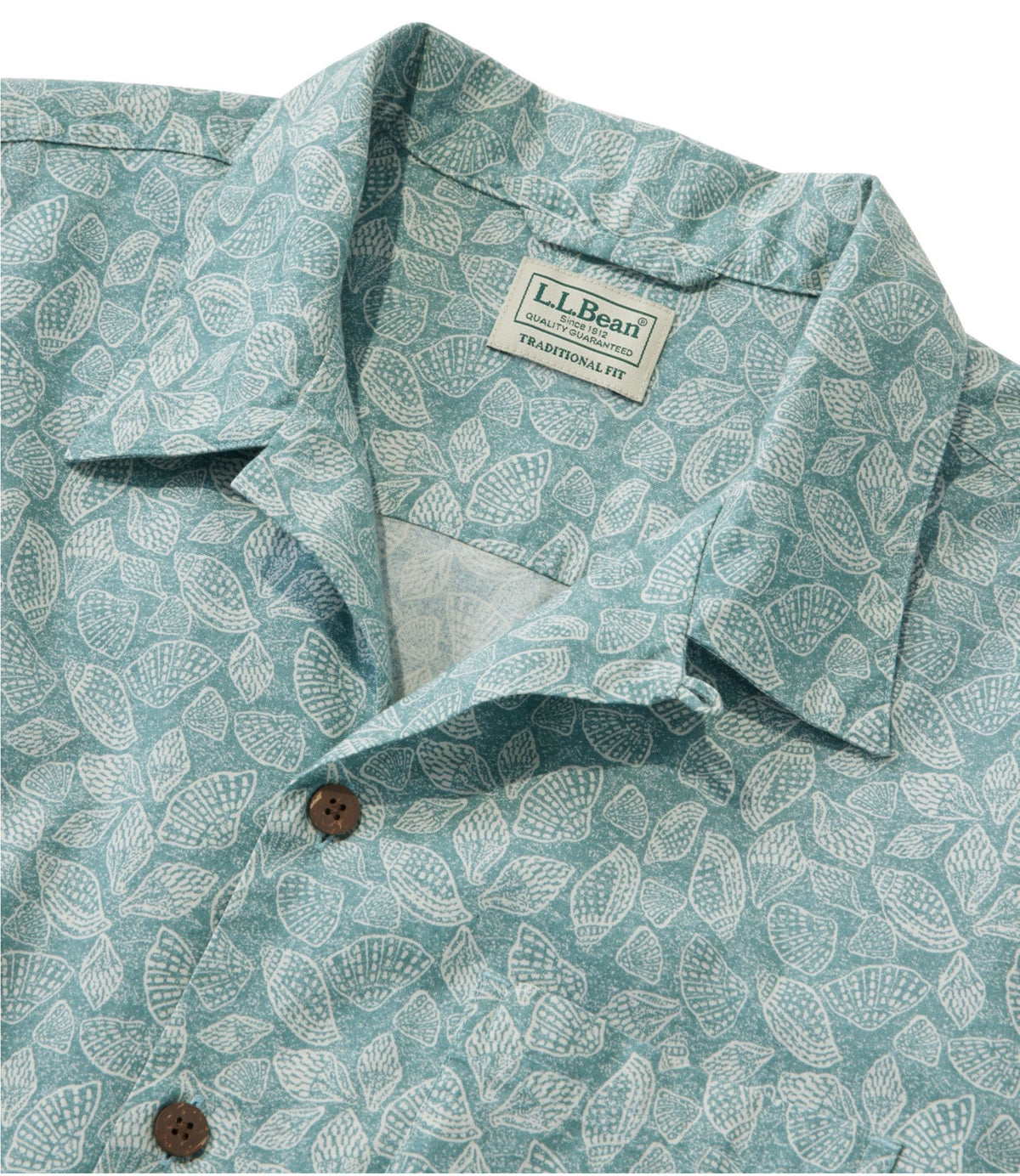 L.L.Bean Men's Tropics Shirt, Short-Sleeve Print Carbon Navy Tropical