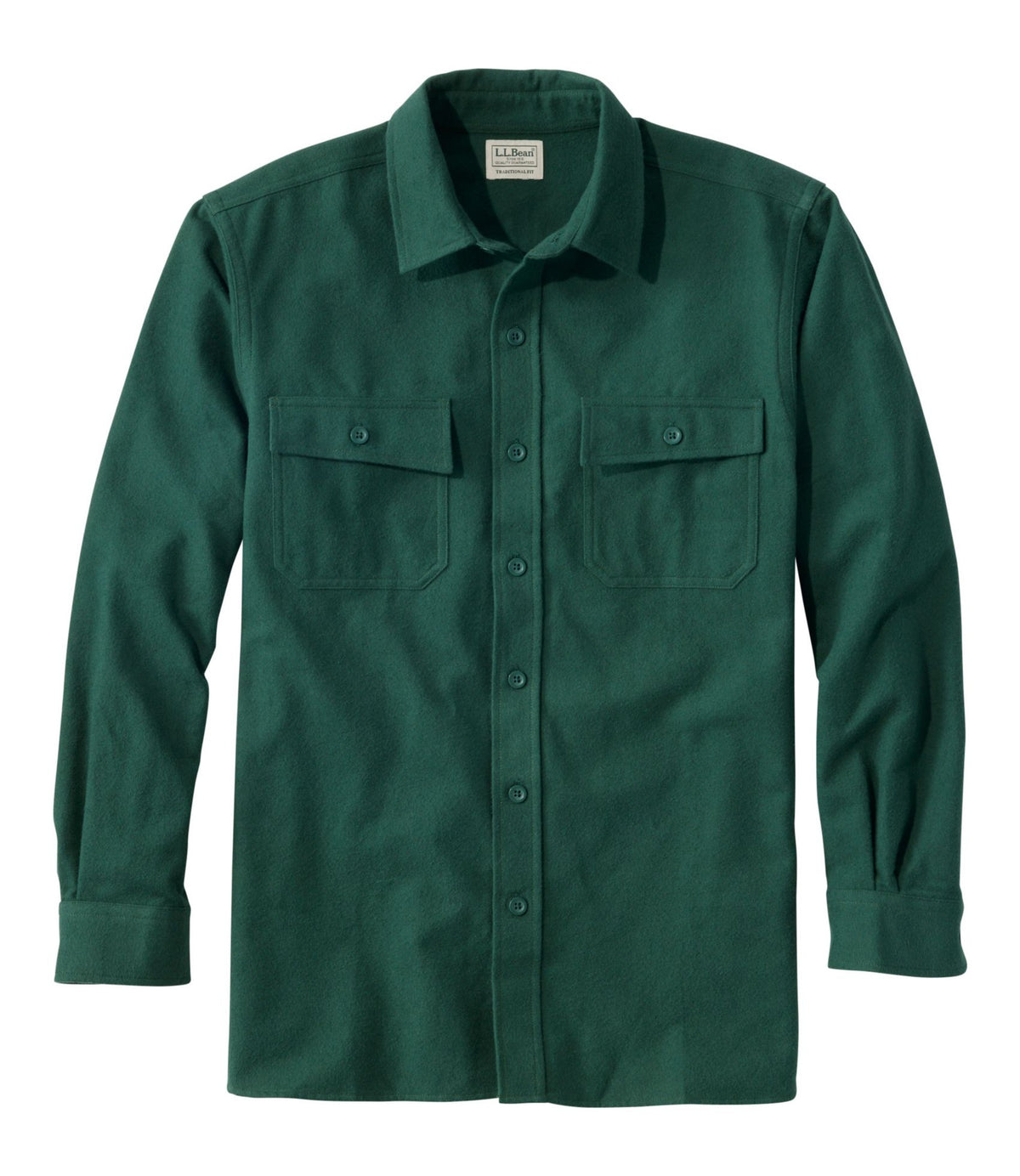 L.L.Bean Men's Chamois Shirt, Traditional Fit Deep Green