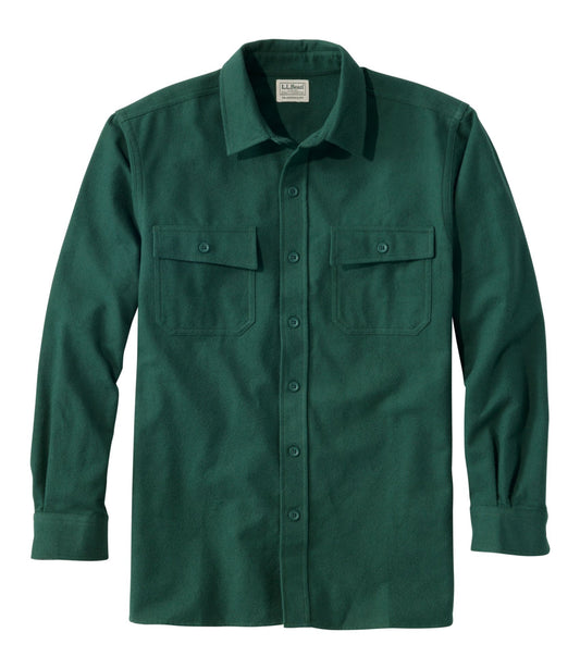 L.L.Bean Men's Chamois Shirt, Traditional Fit Deep Green