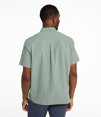 L.L.Bean Men's VentureTek Seersucker Shirt, Short-Sleeve Classic Navy