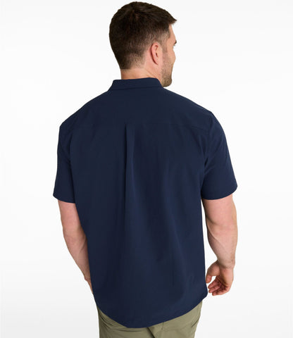 L.L.Bean Men's VentureTek Seersucker Shirt, Short-Sleeve Classic Navy