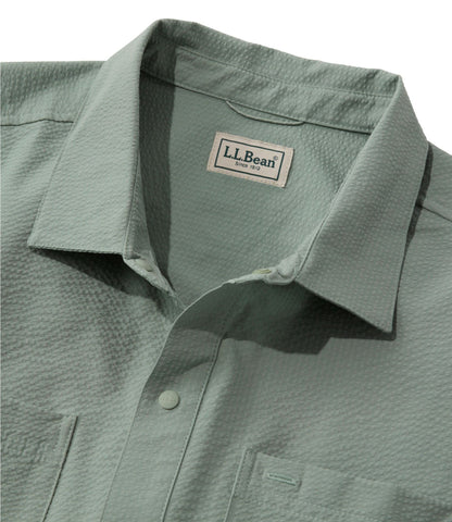 L.L.Bean Men's VentureTek Seersucker Shirt, Short-Sleeve Classic Navy