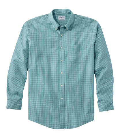 L.L.Bean Men's Wrinkle-Free Pinpoint Oxford Cloth Shirt, Traditional Fit Tattersall Antique Green