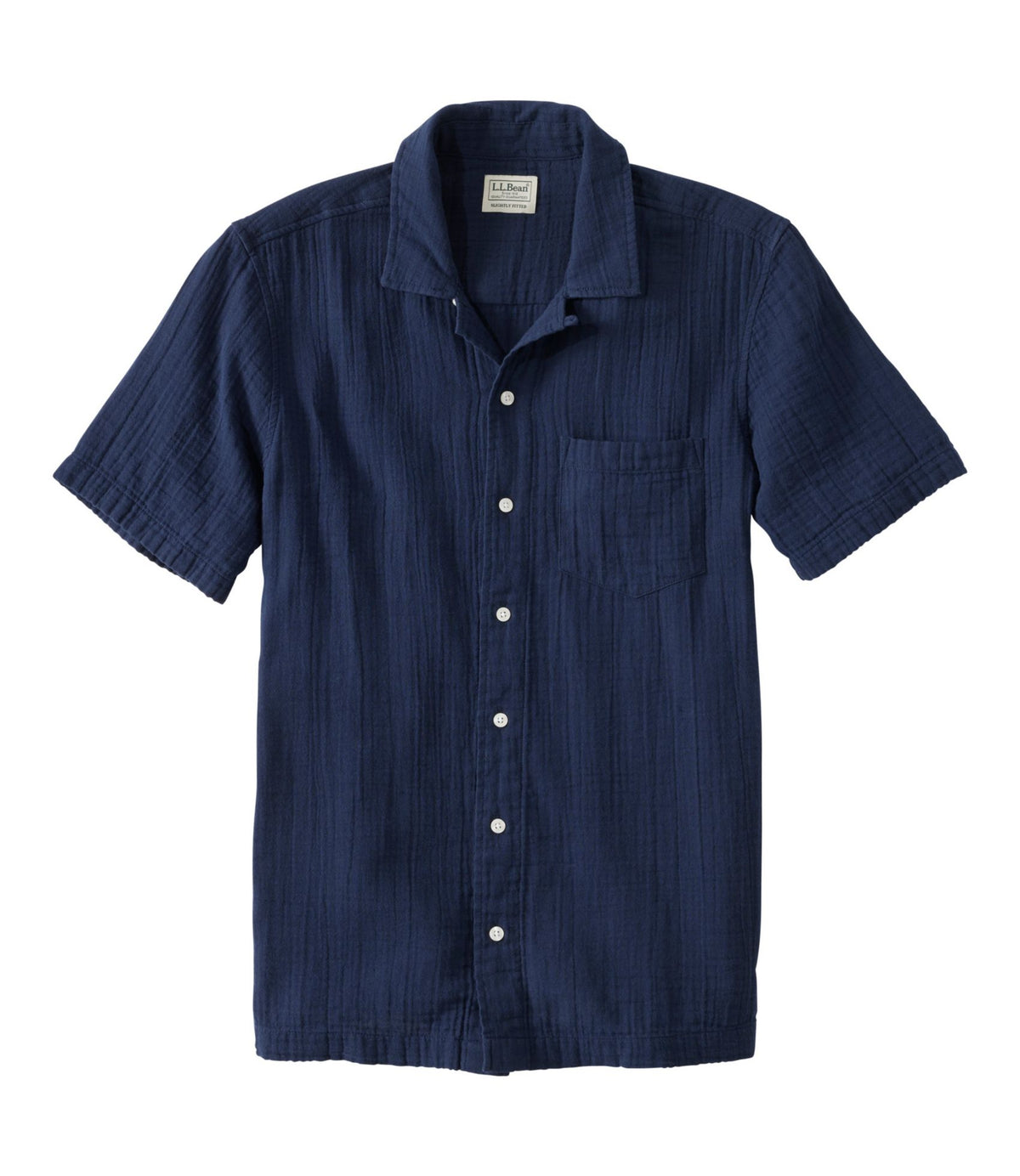 L.L.Bean Men's Cloud Gauze Shirt, Short-Sleeve, Slightly Fitted Untucked Fit Classic Navy