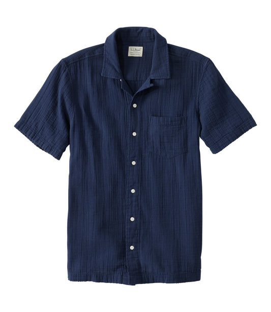 L.L.Bean Men's Cloud Gauze Shirt, Short-Sleeve, Slightly Fitted Untucked Fit Classic Navy