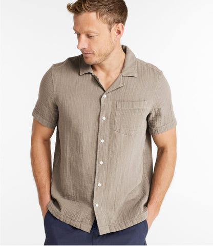 L.L.Bean Men's Cloud Gauze Shirt, Short-Sleeve, Slightly Fitted Untucked Fit Classic Navy