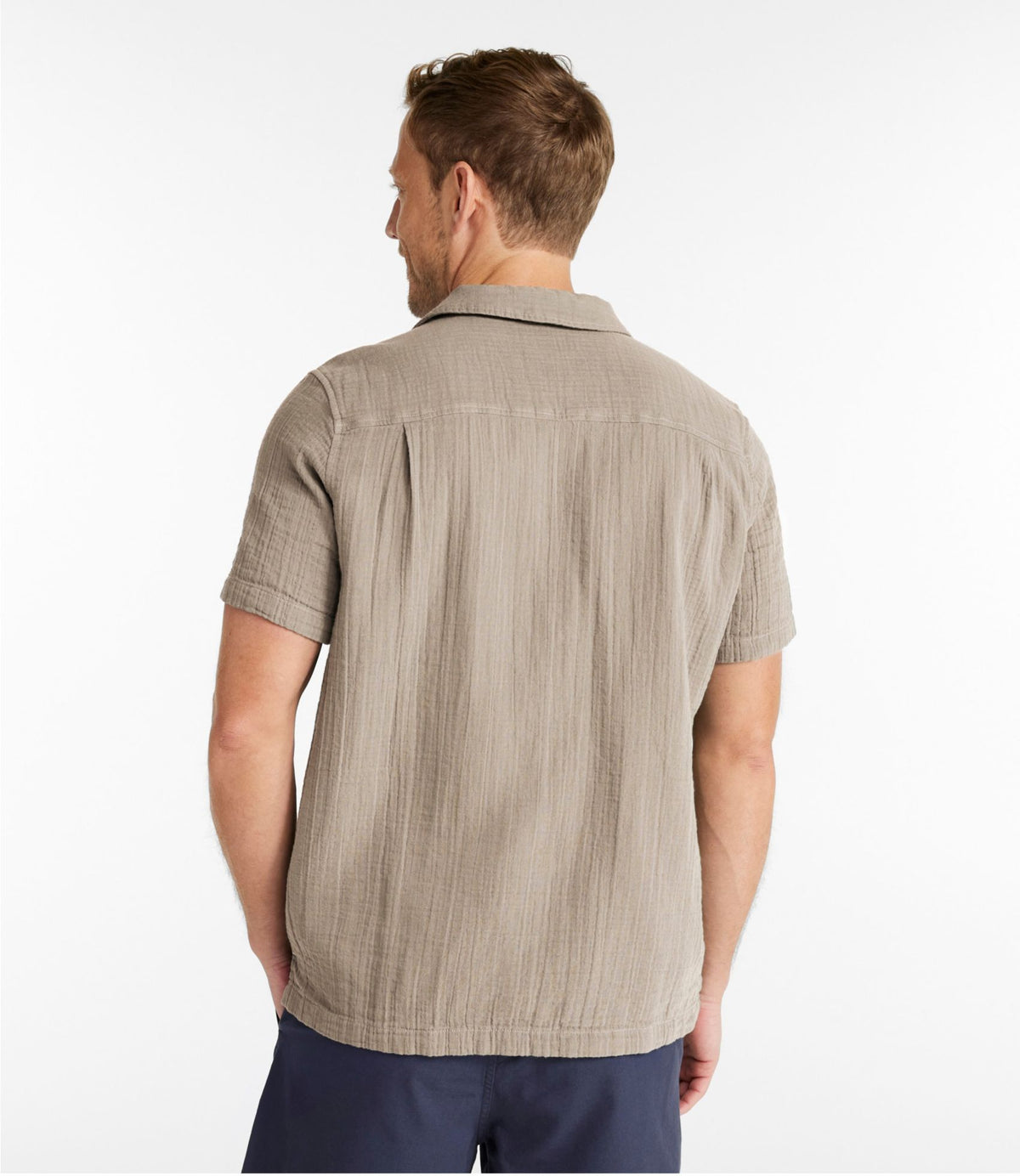 L.L.Bean Men's Cloud Gauze Shirt, Short-Sleeve, Slightly Fitted Untucked Fit Classic Navy