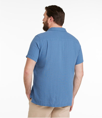 L.L.Bean Men's Cloud Gauze Shirt, Short-Sleeve, Slightly Fitted Untucked Fit Classic Navy