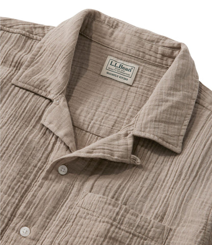 L.L.Bean Men's Cloud Gauze Shirt, Short-Sleeve, Slightly Fitted Untucked Fit Classic Navy