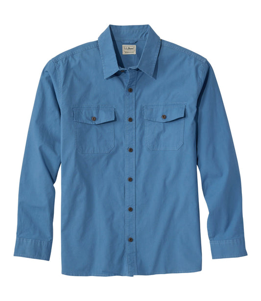 L.L.Bean Men's Riverton Ripstop Shirt, Long-Sleeve, Traditional Untucked Fit Delta Blue