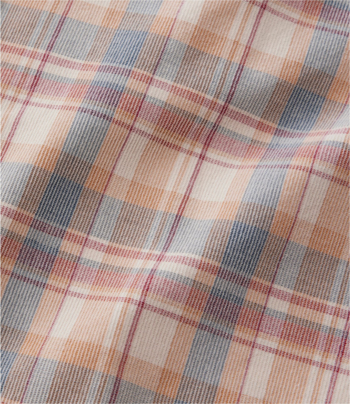 L.L.Bean Men's Sunwashed Corduroy Shirt, Slightly Fitted Untucked Fit, Plaid Faded Redwood