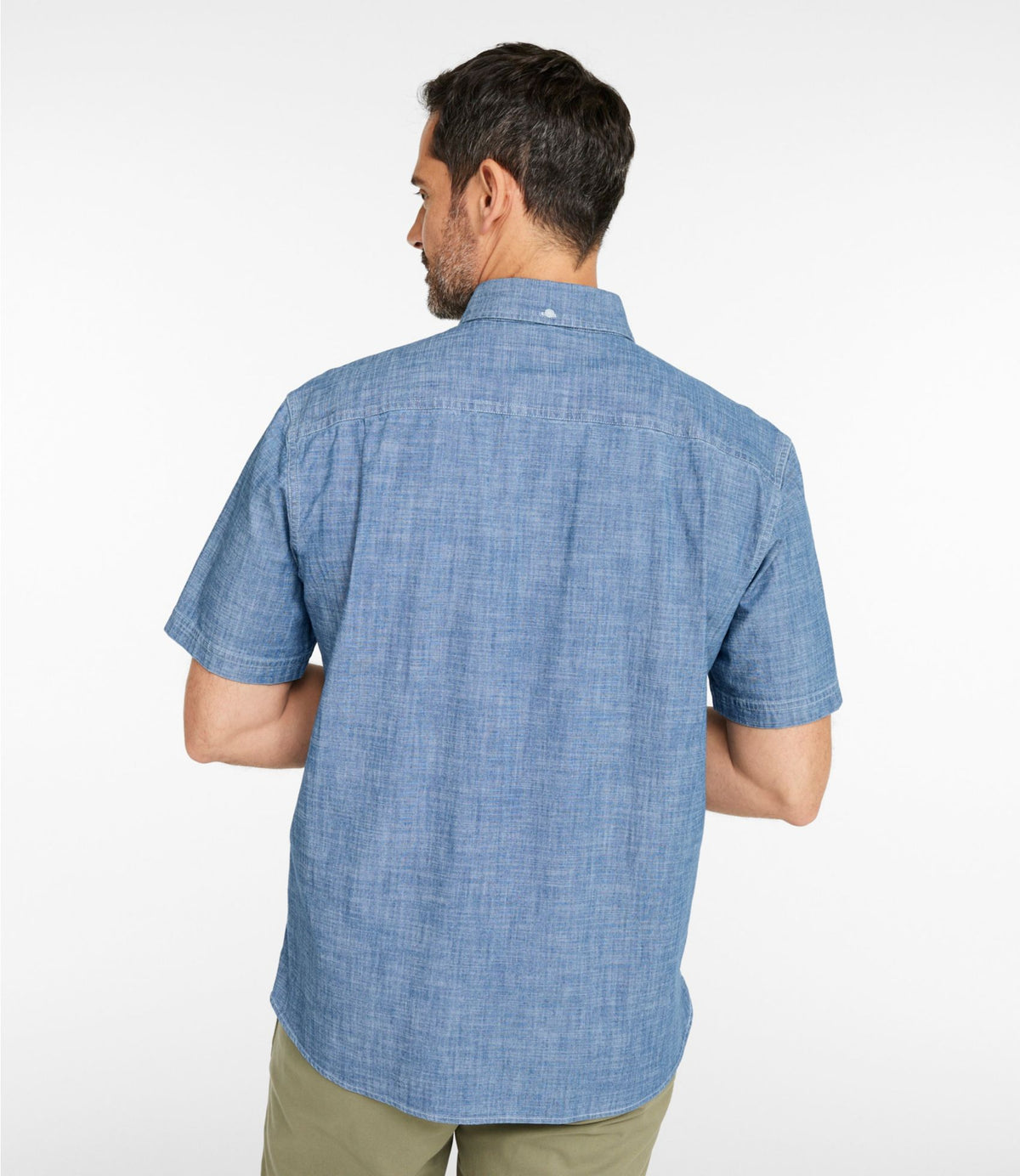 L.L.Bean Men's Comfort Stretch® Chambray Shirt, Traditional Untucked Fit, Short-Sleeve