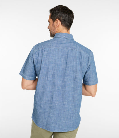 L.L.Bean Men's Comfort Stretch® Chambray Shirt, Traditional Untucked Fit, Short-Sleeve