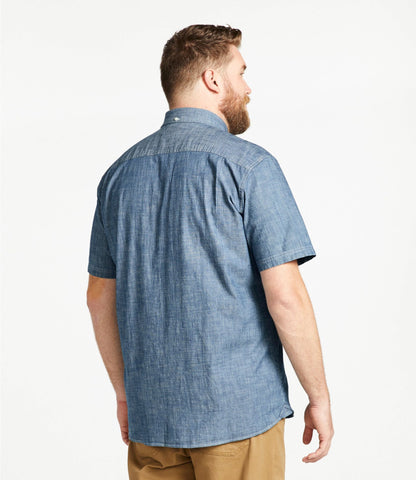 L.L.Bean Men's Comfort Stretch® Chambray Shirt, Traditional Untucked Fit, Short-Sleeve