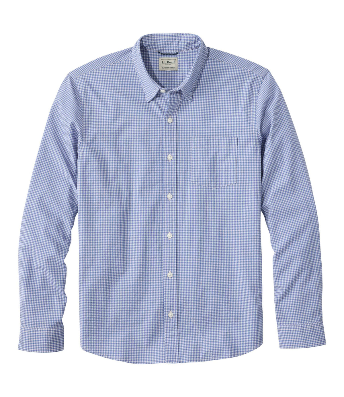 L.L.Bean Men's Comfort Stretch Performance® Seersucker Shirt, Long-Sleeve, Slightly Fitted Untucked Fit, Plaid Pale Rose